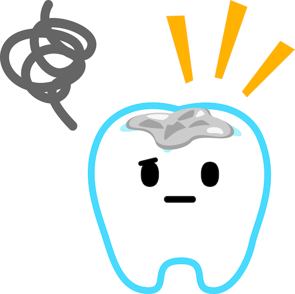 銀の詰め物が入っている歯のイラスト｜銀歯の方は要注意　水銀を含む「アマルガム」とは｜もりもと歯科